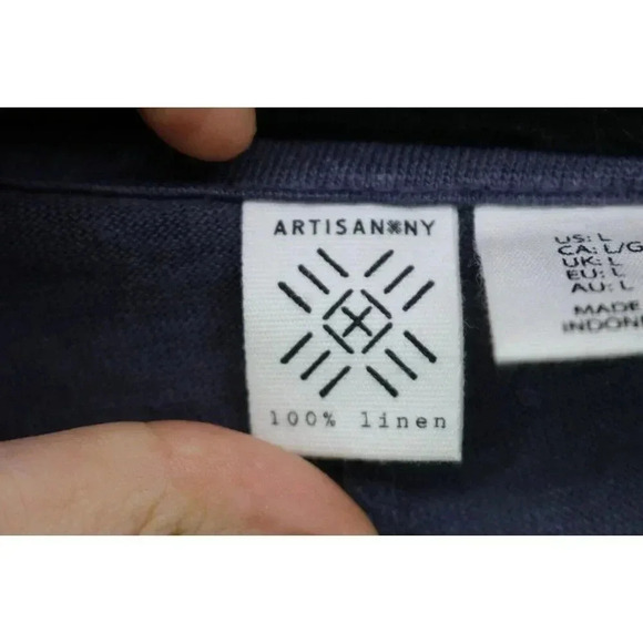 Artisan NY 100% Linen Open Front Cardigan-Long Sleeve Lagenlook-Size Large - Picture 3 of 8